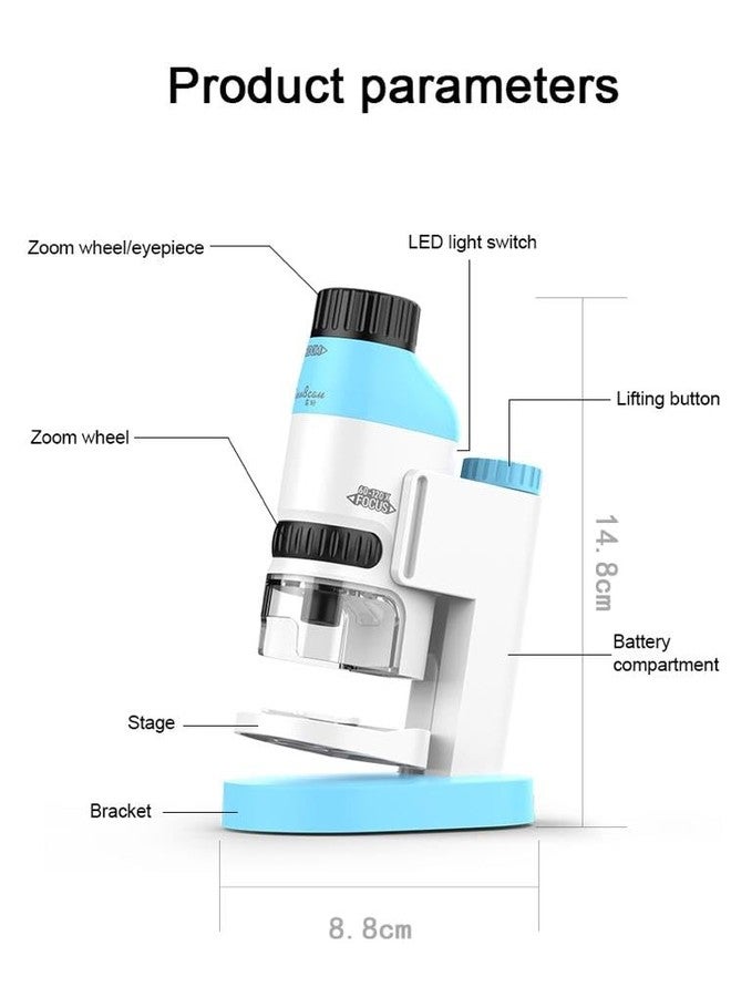Tobo مجهر جيب محمول للأطفال من توبو مع تكبير قابل للتعديل من 60 إلى 120 مرة، معدات تجريبية علمية محمولة باليد (أزرق سماوي وأبيض) - Image 3